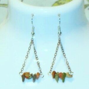 Stone chip dangle earrings ED-15-044